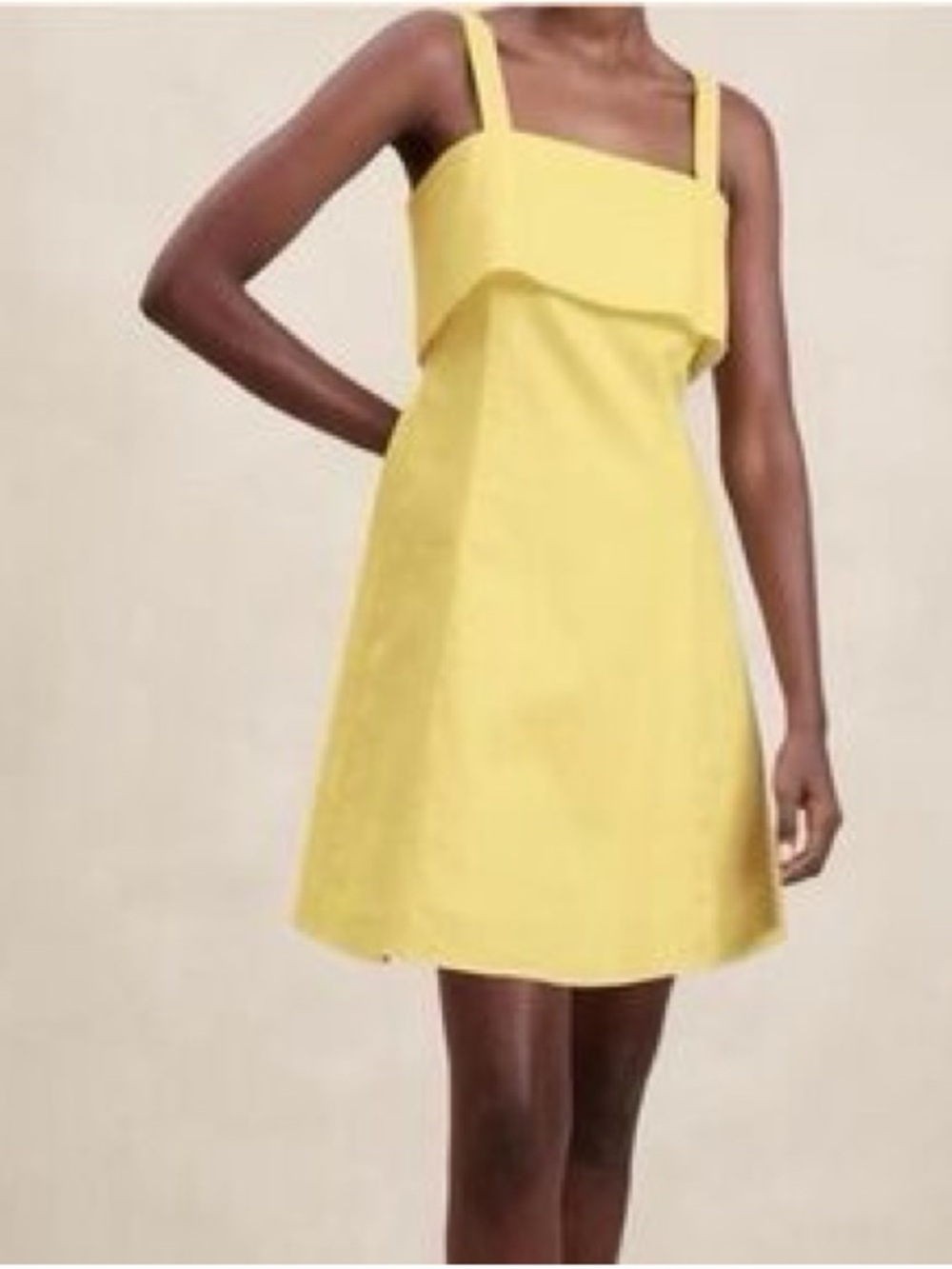 Banana Republic Yellow Square-Neck Mini Dress